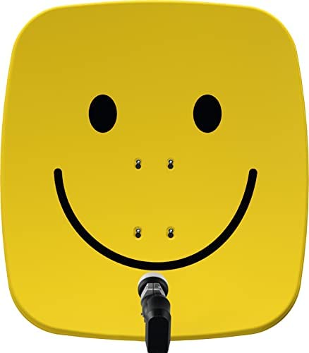TechniSat SATMAN 65 Plus Antenne parabolique pour 4 participants (Miroir Satellite 65 cm avec Monture mât et Interrupteur Universel 40 mm LNB) Jaune avec Smiley Fiche Technique et Prix au Maroc