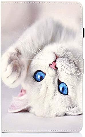 Lspcase Coque Huawei Mediapad T5 10 Etui en Cuir Portefeuille Folio Coque de Protection Étui à Tablette avec Porte-Cartes et Stand Support pour Huawei Mediapad T5 10 10.1 Pouces Chat Blanc Fiche Technique et Prix au Maroc