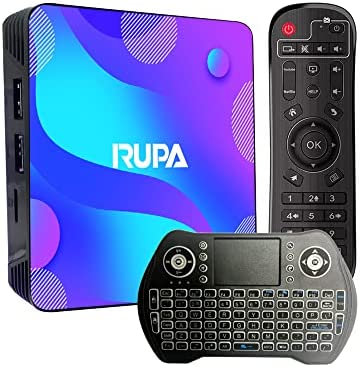 RUPA Android TV Box Smart Android 11.0 TV Box 4GB RAM 32GB ROM RK3318 Quad-Core Cortex-A53 CPU Supporte Cast Screen 2.4G/5G WiFi BT 4.0 USB 3.0 LAN 3D 4K HD Set Top TV Box Fiche Technique et Prix au Maroc