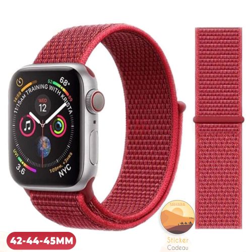 Bracelet Remplacement  pour Apple Watch sport loop  42mm - 44mm Serie 7 6 5 4 3 2 SE RED + Sticker
 Fiche Technique et Prix au Maroc