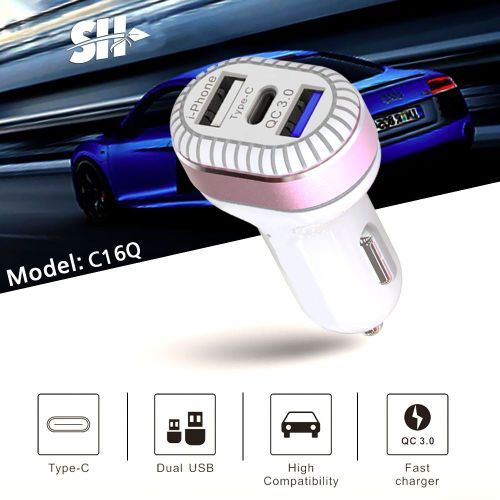 Chargeur de voiture à 3 port USB 3A charge rapide, allume-cigare lumineux translucide
 Fiche Technique et Prix au Maroc