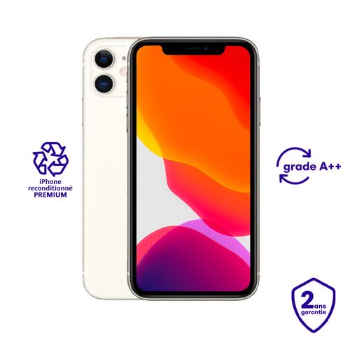 Apple iPhone 11 - 6.1"- 4Go RAM + 64Go ROM - White - Reconditionné
 Fiche Technique et Prix au Maroc