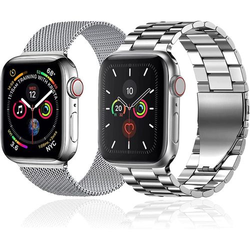 2 Bracelet pour apple watch,iWatch,Argent,Acier inoxydable,Remplacement de LUXE - 42,44,45mm
 Fiche Technique et Prix au Maroc