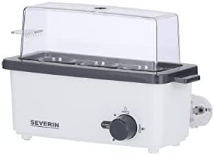 SEVERIN Cuiseur à œufs 300 W, Appareil de cuisson pour 1 à 3 œufs, Doseur d'Eau Gradué et Perce-Œufs Inclus, Cuit-œufs avec contrôle électronique du temps de cuisson, blanc/gris, EK 3161 Fiche Technique et Prix au Maroc