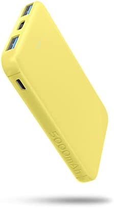 Powerbank 5000mAh, SIXTHGU Kleine und Leichte Power Bank, Mini Tragbares Externer Akku, Handy Power Bank Mit Kabel, Leicht Externer Batterie für iPhone,Samsung,MP3,Huawei und Smartphones(Gelb) Fiche Technique et Prix au Maroc