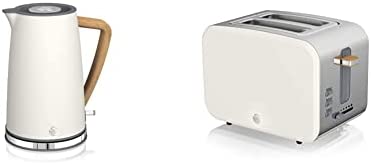 Swan Nordic Bouilloire électrique ultra rapide sans fil Design moderne 1,7 l 2200 W Blanc & Nordic Grille-pain à fente large 2 tranches, 3 fonctions, 6 niveaux de grillage, blanc mat Fiche Technique et Prix au Maroc