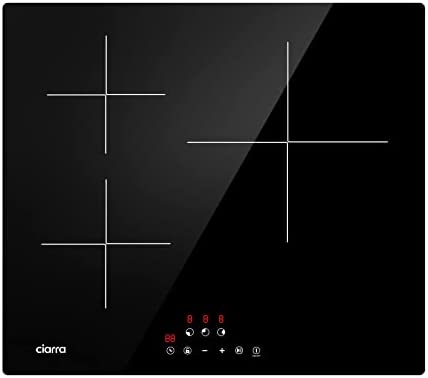 CIARRA CBBIH3 Plaque Induction 3 Feux Encastrable 6100W - Commande Tactile - en Verre Microcristal - 9 Niveaux de Puissance - Verrouillage Enfant - Fonction Pause Fiche Technique et Prix au Maroc