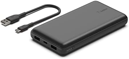Belkin Batterie externe USB-C 20 000 mAh (puissance de 20K, entrée et sortie USB-C, 2 ports USB-A, câble USB-C vers USB-A fourni, pour iPhone, Galaxy, etc.) - Noir Fiche Technique et Prix au Maroc