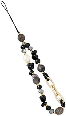 SCJJZ bijoux de telephone,cordon telephone portable,chaine telephone portable,1 pc noir perlé bracelet téléphone chaîne dragonne Anti-perte lanière téléphone lanière Fiche Technique et Prix au Maroc