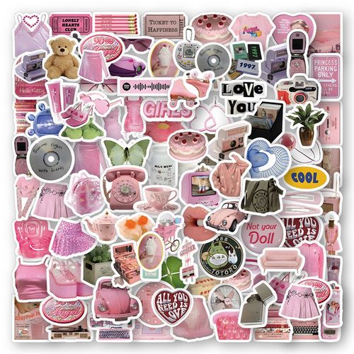 25 A1 Vintage Pink Y2K Stickers Aesthetic Kawaii 90s Girls Charm Decals DIY Laptop
 Fiche Technique et Prix au Maroc