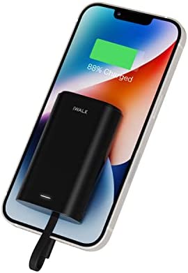 iWALK Compact Batterie Externe 9000mAh Chargeur Portable avec Câble Intégré, Mini Power Bank Compatible avec iPhone XS, XR, X, 8, 8 Plus 7, AirPods, Samsung Galaxy and More (Rouge) Fiche Technique et Prix au Maroc