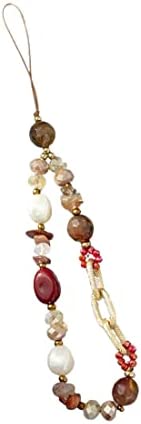 SCJJZ bijoux de telephone,cordon telephone portable,chaine telephone portable,1pcs chaîne de pendentif de cas de téléphone anti-perte de cristal fait à la main rouge Fiche Technique et Prix au Maroc