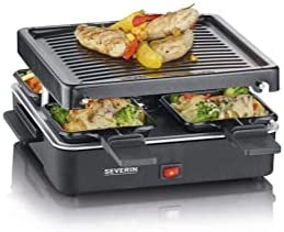 SEVERIN Raclette Gril 4 pers., Compacte, Plaque Anti-adhésive 21 X 21 cm, Inclus 4 Poêlons, Revêtement Anti-adhésif, Noir, RG 2370 Fiche Technique et Prix au Maroc
