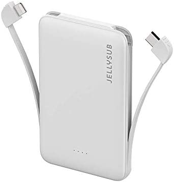 Mini Batterie Externe avec Cables intégrés 5000mah, Jellysub Petite Batterie Portable Ultra Compact Power Bank Chargeur Portable pour iPhone, Ipad, Samsung, Huawei, Wiko et Autres Fiche Technique et Prix au Maroc