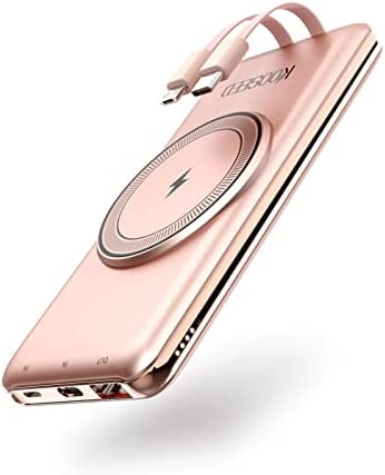 Batterie Externe 10000mah Compacte, KOOSEED Chargeur sans Fil Magnetique 4 Sorties, 3 Entrées, Power Bank Câble Intégré, PD 20W QC 18W Charge Rapide, Compatible avec iPhone, Huawei, Samsung Fiche Technique et Prix au Maroc