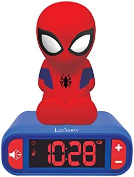 Lexibook- Veilleuse Spider-Man pour Enfant Spiderman Lumineux Effets sonores Marvel Horloge Réveil Garçons Superhéros Snooze Couleur Bleue, RL800SP Fiche Technique et Prix au Maroc
