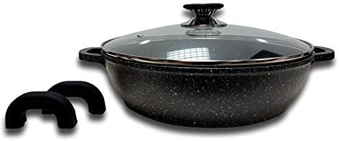 Cflagrant® Sautoir Mijoteuse Façon Pierre avec Couvercle Tous Feux Dont Induction sans PFOA Cuisson sans Matière Grasse Revêtement en Greblon C3+ de Technologie Allemande (Mijoteuse 28cm) Fiche Technique et Prix au Maroc