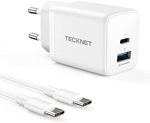 TECKNET Chargeur USB C Rapide GaN 45W Chargeur Secteur 2 Ports PD 3.0 Câble USB C vers USB C de 1,5M Compatible avec iPhone 13/14/12/11/Pro/Mini, Galaxy S22/S21 Ultra/S21/S20, iPad Air/Mini/Pro etc. Fiche Technique et Prix au Maroc