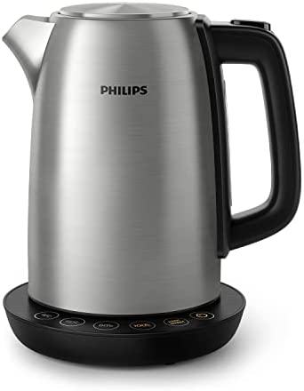 Philips Bouilloire Électrique - 1.7 L, Contrôle de la Température, Maintien au Chaud, Couvercle à Ressort, Voyant Lumineux, Inox, Socle 360° (HD9359/90) Fiche Technique et Prix au Maroc