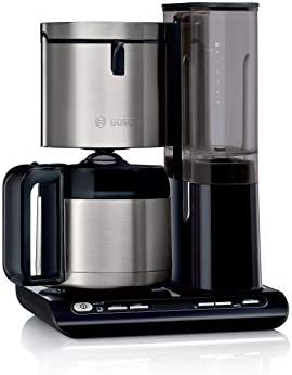Bosch TKA8A683 Styline Cafetière à filtre avec verseuse isotherme, réglage automatique du temps de percolation, réservoir d'eau amovible (1 l) 1100 W Noir Fiche Technique et Prix au Maroc