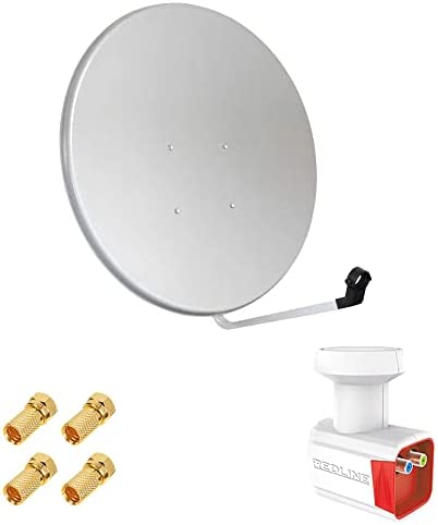 Pack Antenne Parabole Acier 100 cm Gris Clair + LNB Twin Full HD 1080p 4K Gain 70DB Bruit 0.1 DB + 4 Connecteurs fiche F Fiche Technique et Prix au Maroc