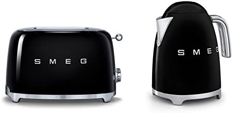 Smeg TSF01BLUK KLF11BLUK | Ensemble grille-pain 2 tranches style rétro années 50 et bouilloire en noir Fiche Technique et Prix au Maroc