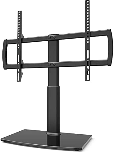 Support TV Universel avec Support Mural pour téléviseur de 32 à 70 Pouces, réglable en Hauteur sur 4 Niveaux, Base en Verre trempé très résistante, supporte des écrans jusqu'à 99lbs, HT03B-002 Fiche Technique et Prix au Maroc