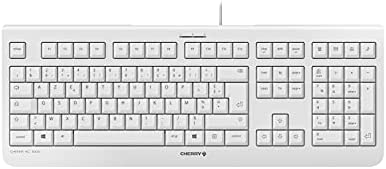 CHERRY KC 1000, disposition française, clavier AZERTY, clavier filaire, Blue Angel, homologation GS, design plat, frappe silencieuse, blanc-gris Fiche Technique et Prix au Maroc
