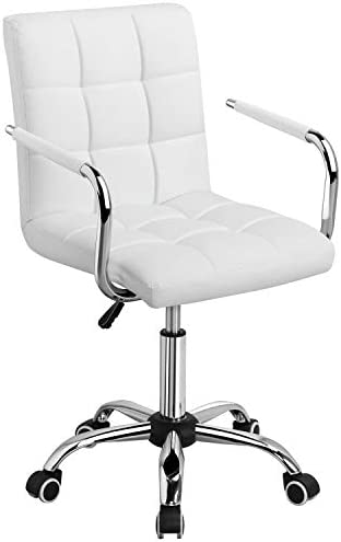 Yaheetech Chaise Blanche Erconomique Hauteur Réglable Chaise de Bureau avec Roues Multidirectionnelles Accoudoirs Amovibles 60,5cm L x 55cm l x (88,5-103) cm H Fiche Technique et Prix au Maroc