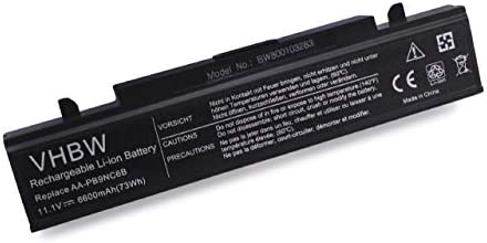 vhbw Li-ION Batterie 6600mAh (11.1V) Noire pour Ordinateur, PC Samsung R719, R720, R730, R780, RC408, RC410 comme AA-PB9NC6B, AA-PB9NC6W, AA-PB9NS6B. Fiche Technique et Prix au Maroc