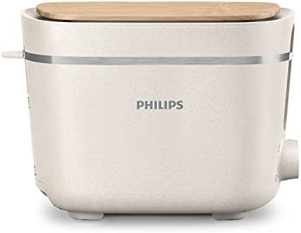 Philips Grille-pain Édition Eco Conscious, 2 Fentes, 8 Réglages, Réchauffe-Viennoiseries, Décongélation, Fabriqué à partir d'Huile de Cuisson Usagée, Blanc Soyeux Mat (HD2640/10) Fiche Technique et Prix au Maroc
