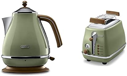 DeLonghi KBOV 2001 Bouilloire (1,7 l, style rétro) taille unique olive & CTOV 2103.GR Grille-Pain Fiche Technique et Prix au Maroc