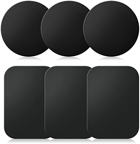 LIUCOLI Plaque métallique autocollante pour Aimant téléphone Voiture Lot de 6 Plaques métal Adhésives pour Support téléphone magnétique, 3 Rondes et 3 Rectangles Fiche Technique et Prix au Maroc