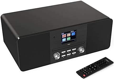 Micro Chaine HiFi Bluetooth avec Lecteur CD, Dab Radio et Dab Plus, Radio FM Reveil, Prise Casque, 5 Modes d'Equalizer, Minuterie de Sommeil, Port AUX, Télécommande Incluse, 2 Enceintes Stéréo Fiche Technique et Prix au Maroc