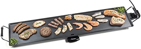 Bestron Grill de Table Électrique, Plaque de Cuisson Plancha/Teppanyaki Xxxl avec Revêtement Anti-Adhésif, Jusqu'à 10 Personnes Peuvent en Profiter, Surface de Cuisson Extra Longue, 2000 Watts, Noir Fiche Technique et Prix au Maroc