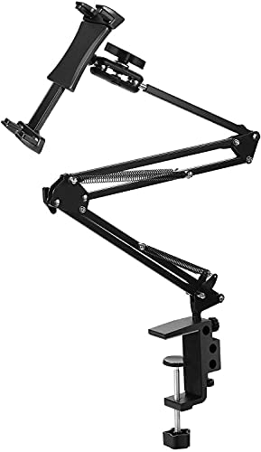 QZT Support Tablette, Support Téléphone iPad Tablette Réglable pour lit Bureau Cuisine, Support Universel Portable avec Bras Long pour Tablette iPad Téléphone Samsung iPhone Huawei 4-13" (Black-1) Fiche Technique et Prix au Maroc