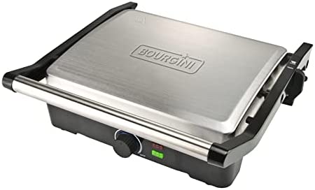 Bourgini Classic Panini Grill Plus Barbecue de table à sandwich, grille-pain antiadhésif pour 2 sandwichs, 29 x 23 cm, pliable, 2000 W, acier inoxydable Fiche Technique et Prix au Maroc