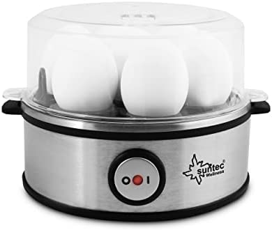 SUNTEC Cuiseur à œufs inox EGG-8564 design [Pour 1 à 7 œuf(s), degré de cuisson réglable, signal sonore, avec bol pour œufs brouillés + verre doseur avec pique-œuf, max. 360 W] Fiche Technique et Prix au Maroc