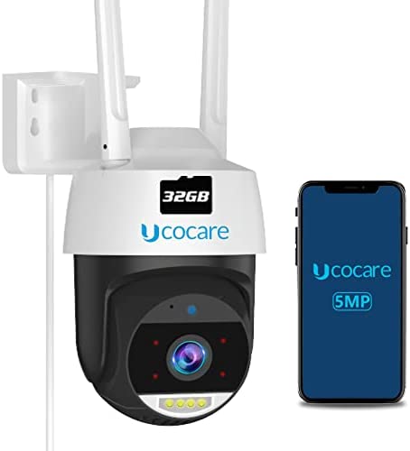 UCOCARE Camera Surveillance WiFi Exterieure, 5MP Camera De Surveillance Exterieur, Reconnaissance Intelligente des Personnes, Suivi Automatique, Vision Nocturne Couleur, Carte SD 32G Gratuite Fiche Technique et Prix au Maroc