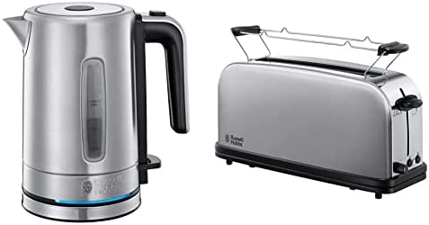 Russell Hobbs Bouilloire 0,8L, Ebullition Rapide, Filtre Anti-Calcaire Amovible Lavable, Ouverture Automatique & Toaster Grille-Pain, Fente Large Spécial Baguette, 6 Niveaux de Brunissage Fiche Technique et Prix au Maroc