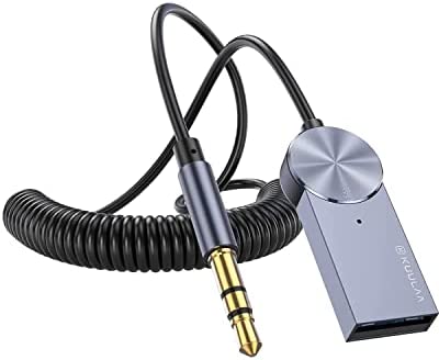Kuulaa Récepteur Bluetooth V5.0, Adaptateur jack3.5mm AUX Jack et USB Adaptateur Audio sans Fil avec Micro Intégré ,pour Haut-Parleur Domestique de Voiture Streaming de Musique Audio (Gris) Fiche Technique et Prix au Maroc