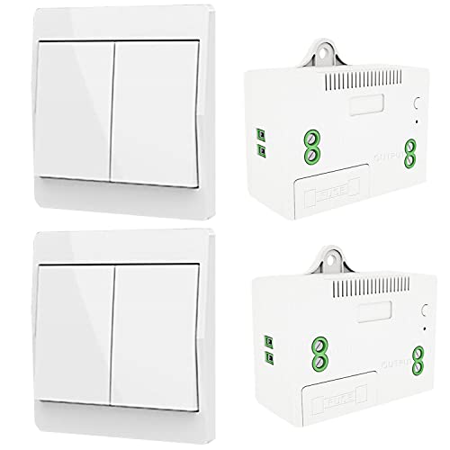 DieseRC Interrupteur d'éclairage auto-générant sans fil, interrupteur à radiofréquence et récepteur de relais, contrôleur avec fusible, interrupteur cinétique sans batterie (Kit 2 voies 2 clés) Fiche Technique et Prix au Maroc