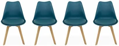 Alice's Home - Lot de 4 chaises scandinaves. Pieds Bois de hêtre. fauteuils 1 Place. Bleu Canard Fiche Technique et Prix au Maroc