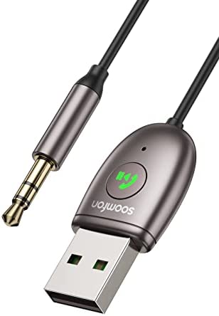 Récepteur Bluetooth 5.3 Voiture avec Bouton Multifonction - SOOMFON Prise Jack 3,5mm USB Adaptateur Audio avec Microphone pour Haut-parleurs, stéréo Domestique, appels Mains Libres Fiche Technique et Prix au Maroc
