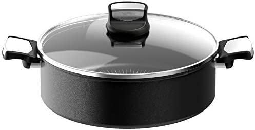 Tefal Unlimited On Sauteuse 28 cm, Résiste aux rayures, Revêtement antiadhésif, Thermo-Signal™, Cuire à l'étouffée, braiser, mijoter, Couvercle verre, Fabriqué en France, Tous feux induction G2597283 Fiche Technique et Prix au Maroc