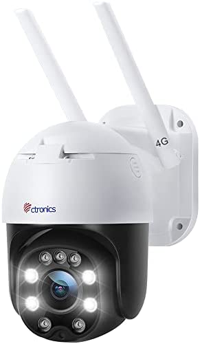 Ctronics 3G/4G LTE Caméra Surveillance Extérieure IP Caméra Carte SIM Vision Nocturne Couleur 20M 355° 90° PTZ Suivi Automatique Détection Humaine Audio Bidirectionnel Slot Carte SD (Blanc) Fiche Technique et Prix au Maroc