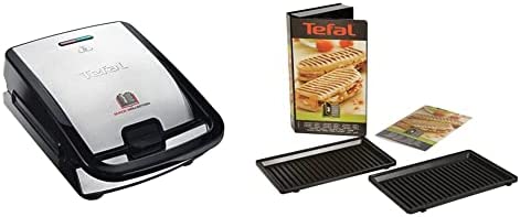 Tefal Snack Collection, Plaques Gaufres et Croque monsieur incluses, 2 Plaques Interchangeables, Noir/Acier Inoxydable, 700 W & Coffret Snack Collection de 2 plaques grill-panini + livre de recettes Fiche Technique et Prix au Maroc