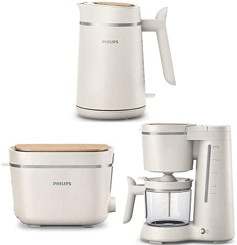 Philips Set Petit-déjeuner fabriqué à partir d'huile de cuisson usagée - Cafetière + Bouilloire + Grille-pain, Conscious Collection Fiche Technique et Prix au Maroc