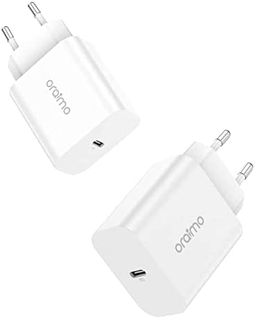 [2-Pack] Chargeur Mural USB C, oraimo Chargeur Bloc 20W, PD Adaptateur Secteur à Chargement Rapide Fiche pour iPhone 13/12/11 Pro Max, Mini, Pro XR, Galaxy, Pixel 4/3, iPad/iPad Mini et Autres Fiche Technique et Prix au Maroc