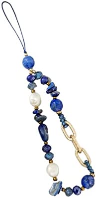 SCJJZ bijoux de telephone,cordon telephone portable,chaine telephone portable,1 pièces fait à la main court bleu cristal perle femmes étui de téléphone lanière chaîne lanière Fiche Technique et Prix au Maroc